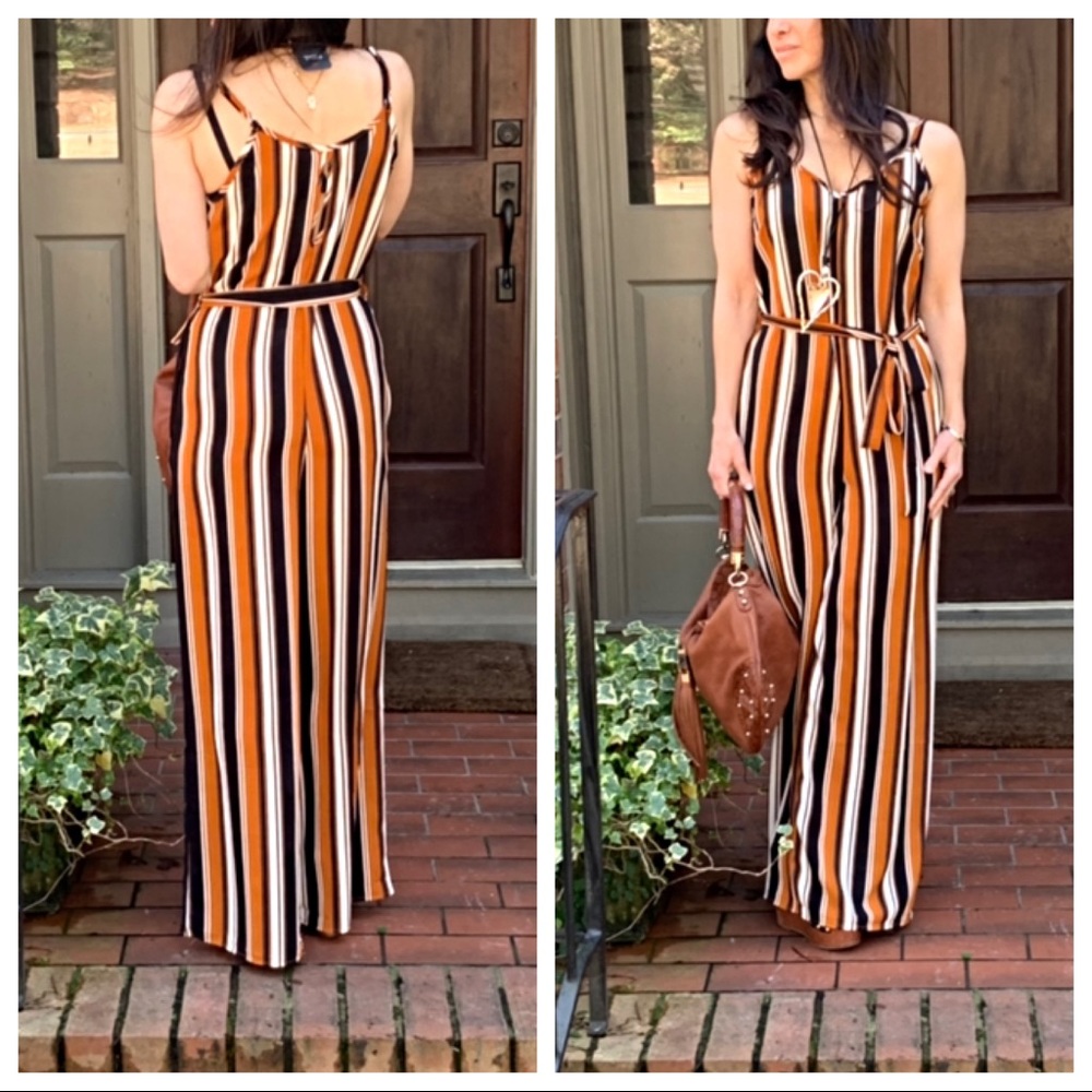 ✨LAST ONE✨multi striped wide leg jumpsuit - Picture 3 of 8